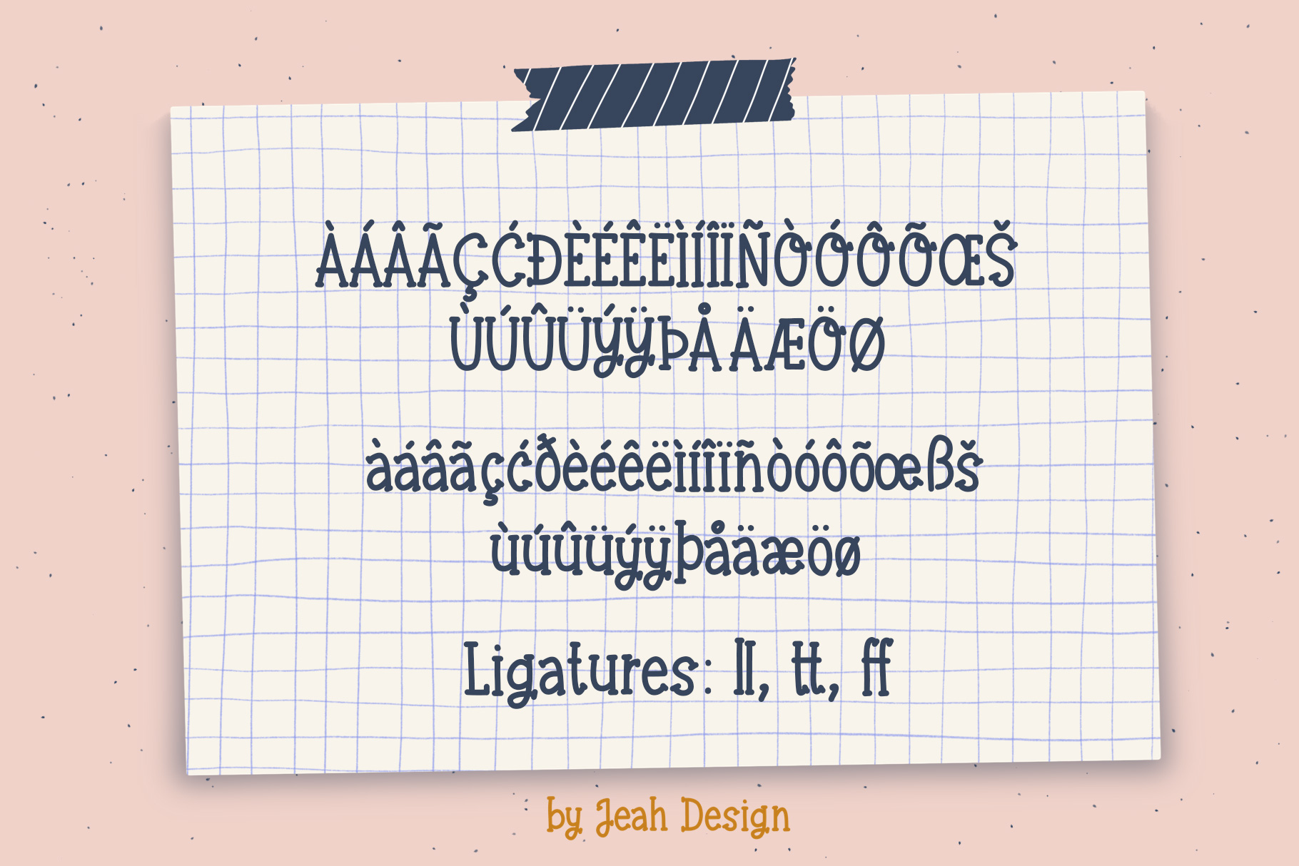 List of special characters for a typeface called Punch Needle.